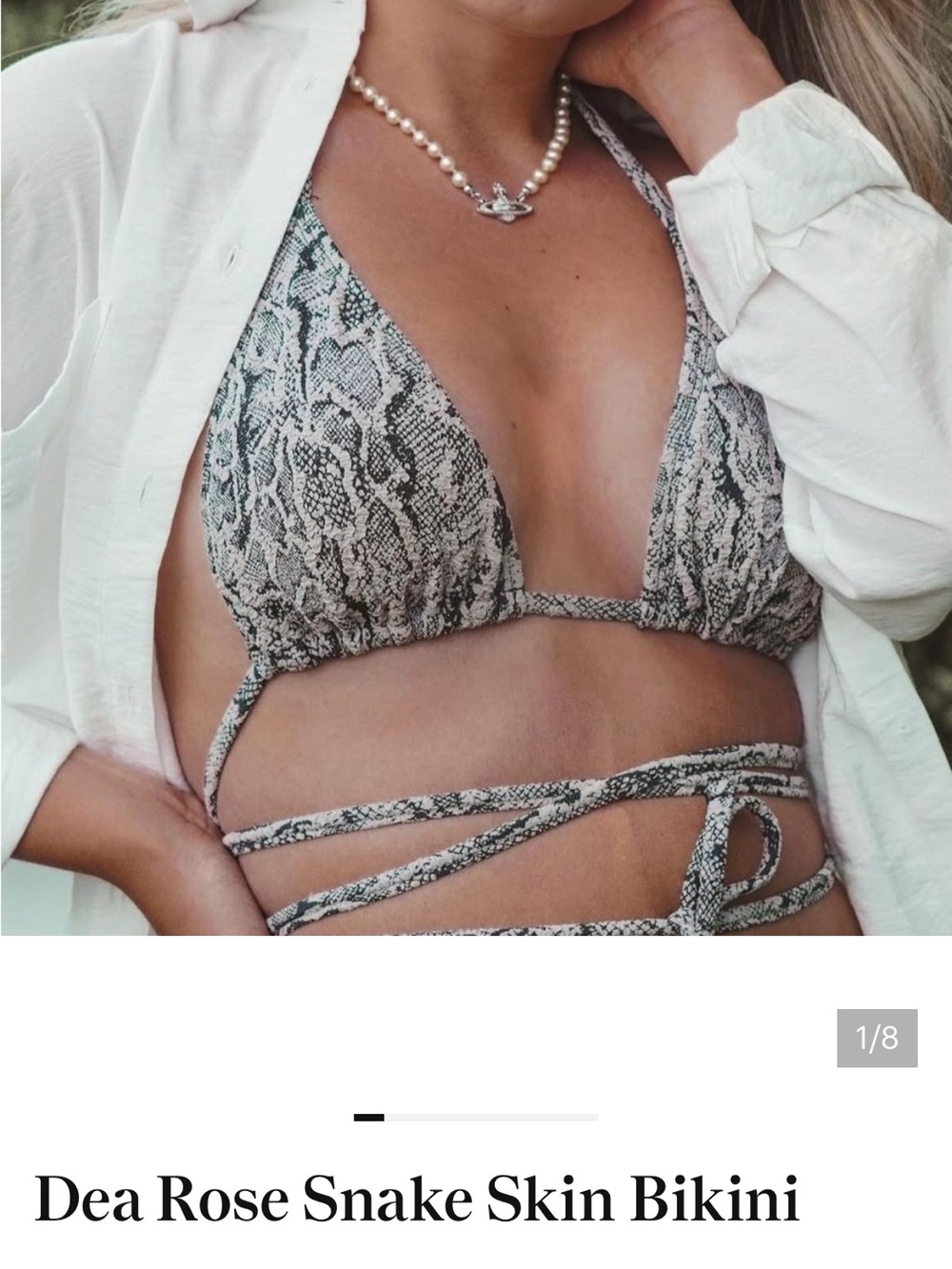 New Snake Print Triangle Wrap Bikini Top - Neutral Tones